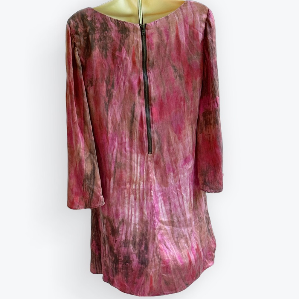 Alice + Olivia Silk Watercolor Boho-Chic Ethereal Belled Sleeve Mini Dress - S - Picture 2 of 12